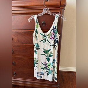 - Soma beige & floral, deep scoop V-neck dress with built in shelf bra.  S…